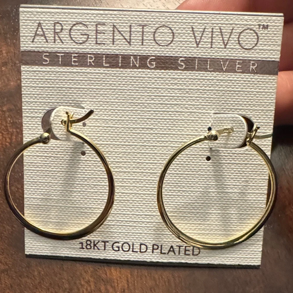 Argento Vivo 18KT Gold Plated Hoop Earrings - Picture 1 of 1
